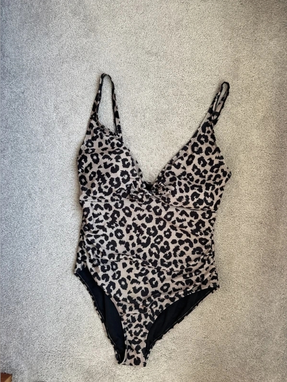 Leopard Print Tan & Black One-Piece Swimsuit